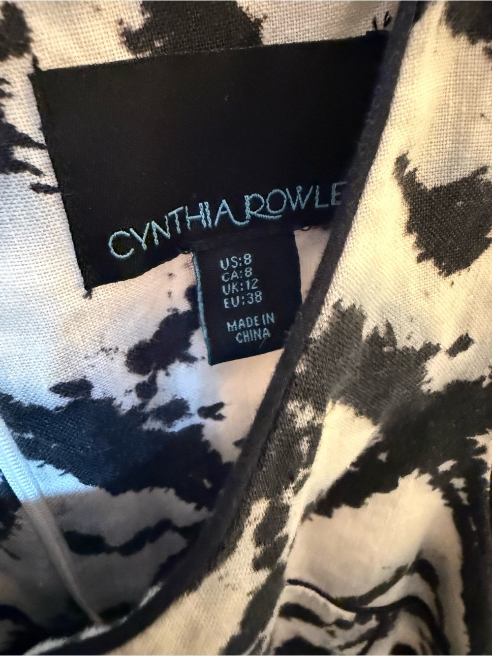Cynthia Rowley Black & White Tie-Dye Shift Mini Dress - Picture 8 of 9